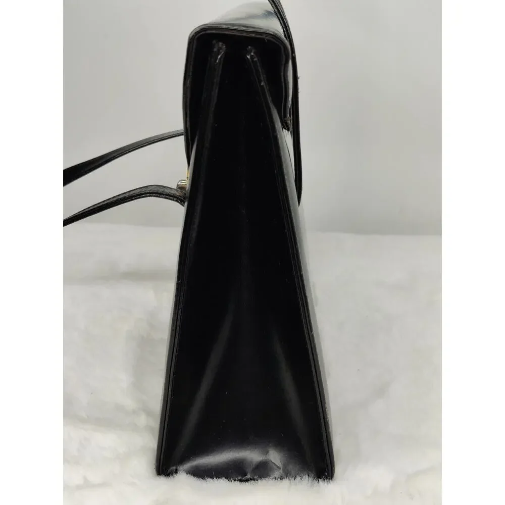 Vintage Black Leather Purse with gold hardwear